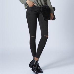 Topshop Moto Leigh Skinny Black Jeans with rips